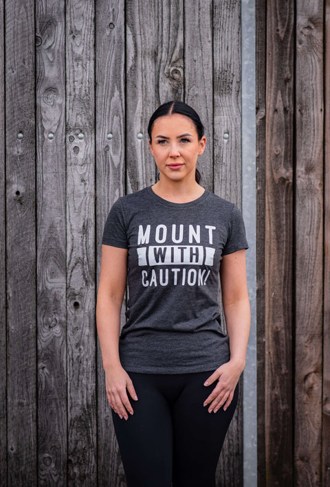 MOUNT WITH CAUTION BLACK T-SHIRT WOMENS